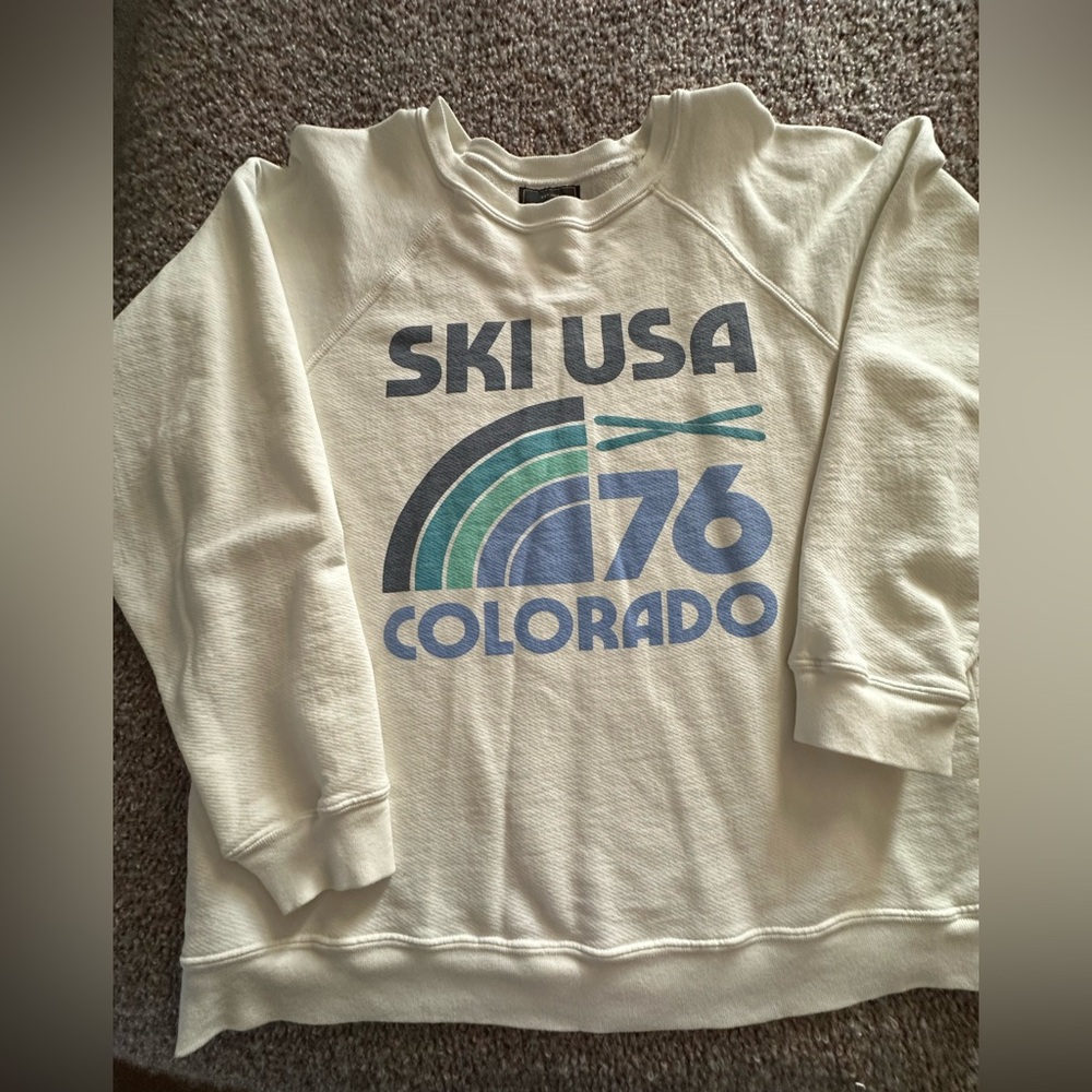 Ski USA Colorado '76 Graphic Crewneck Sweatshirt - Cream & Blue